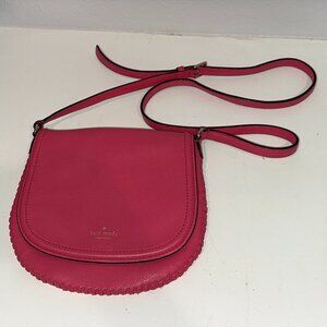 Kate Spade New York Pink Leather Saddle Bag Crossbody –  Stylish & Chic!